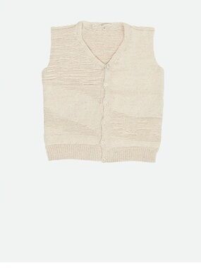 Eleven Paris Cream Knit Button-Up Sweater Vest OVERSIZED